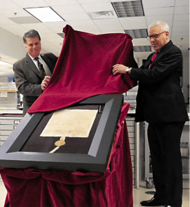 David M. Rubenstein unveiling the Magna Carta.