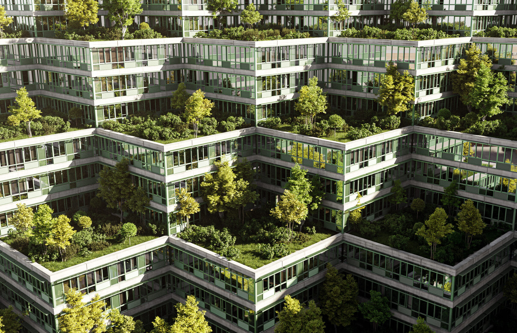 Housing complex with roof gardens.