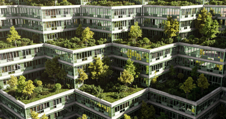 Housing complex with roof gardens.