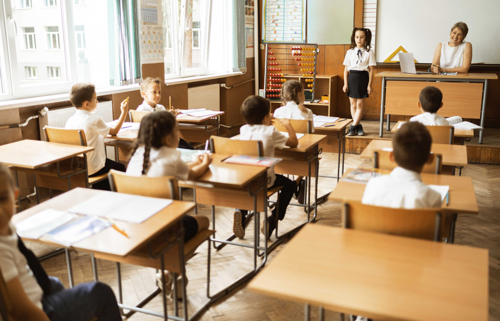 Students in a classroom.