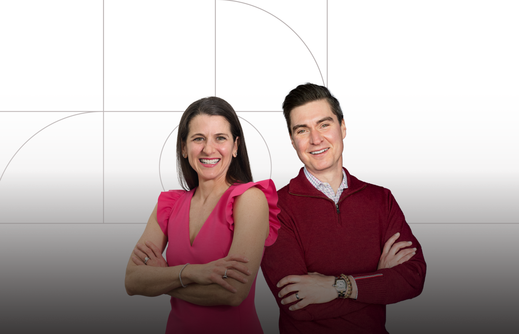 Emily Irwin and Michael Liersch standing next to each other with arms crossed.